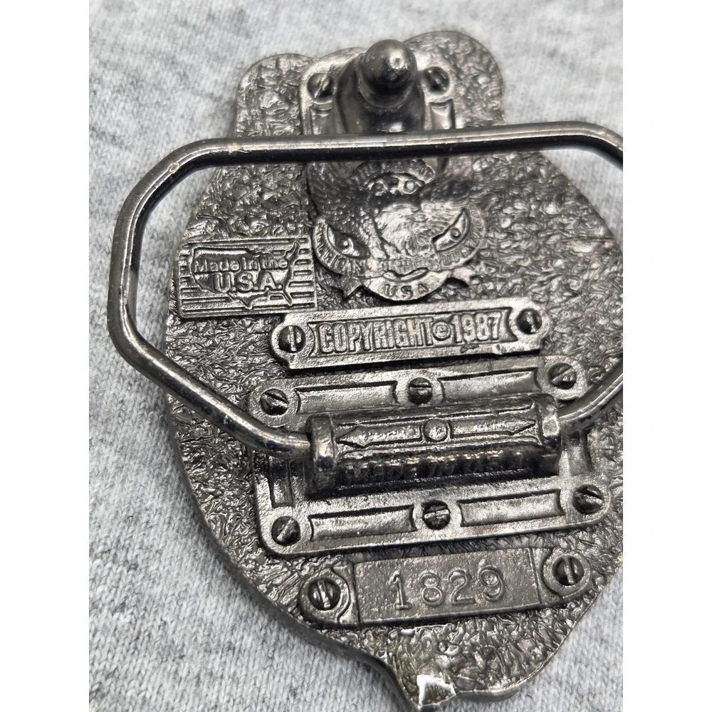 Vintage 1987 Grandpa Blue and Gold Enamel Belt Buckle Made in USA Gift
